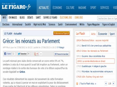 Le Figaro: «Καμία πλειοψηφία και οι νεοναζί στη Βουλή»