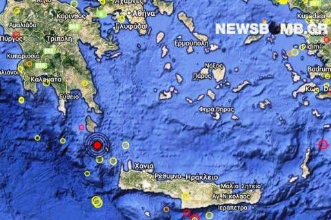 Σεισμός 3,2 Ρίχτερ νότια των Κυθήρων