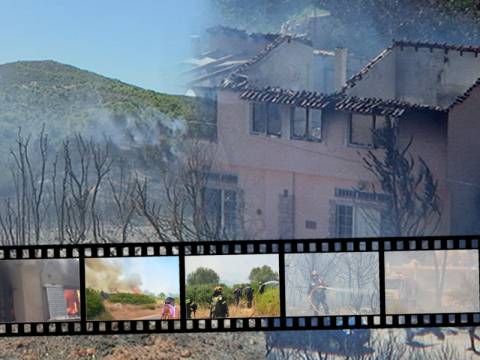 Καίγονται σπίτια στον Μαραθώνα
