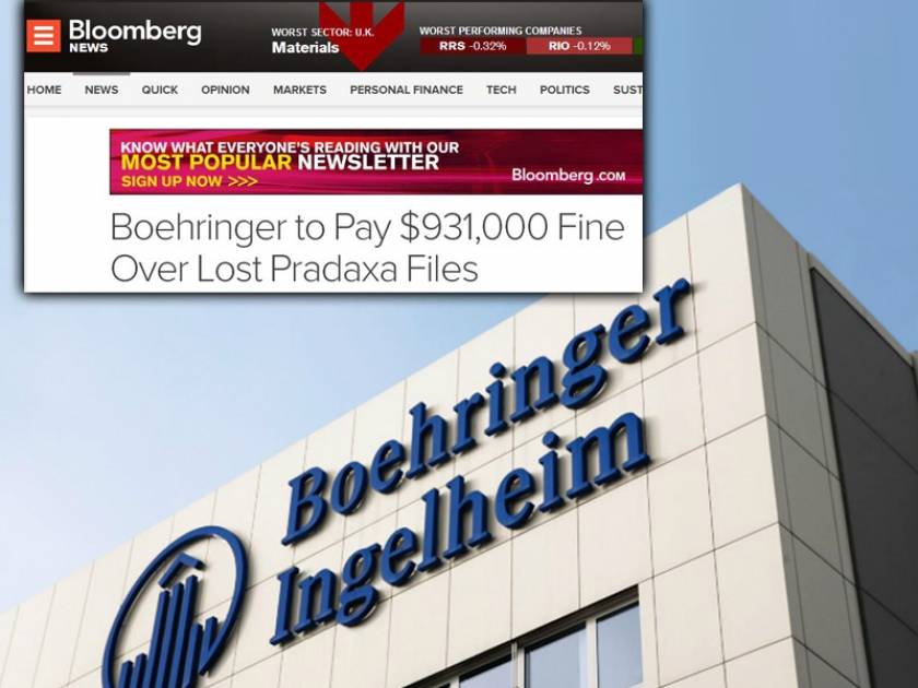 Boehringer Ingelheim: Πρόστιμο-μαμούθ για την υπόθεση Pradaxa