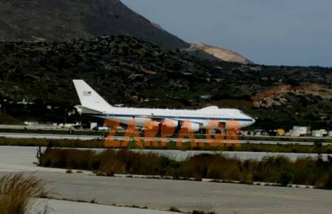 Obama's aircraft is in Crete?