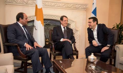 Σε εξέλιξη η τριμερής διάσκεψη κορυφής Κύπρου, Αιγύπτου και Ελλάδας