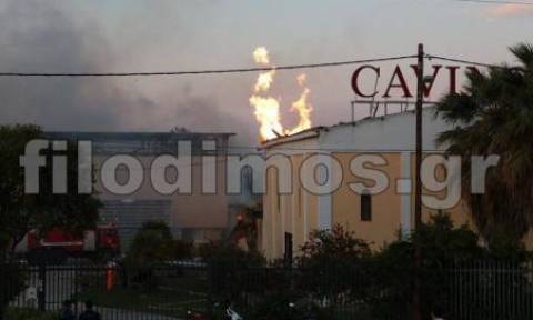 Αίγιο: Ολονύχτια μάχη για να τεθεί υπό έλεγχο η φωτιά σε εγκαταστάσεις οινοποιίας