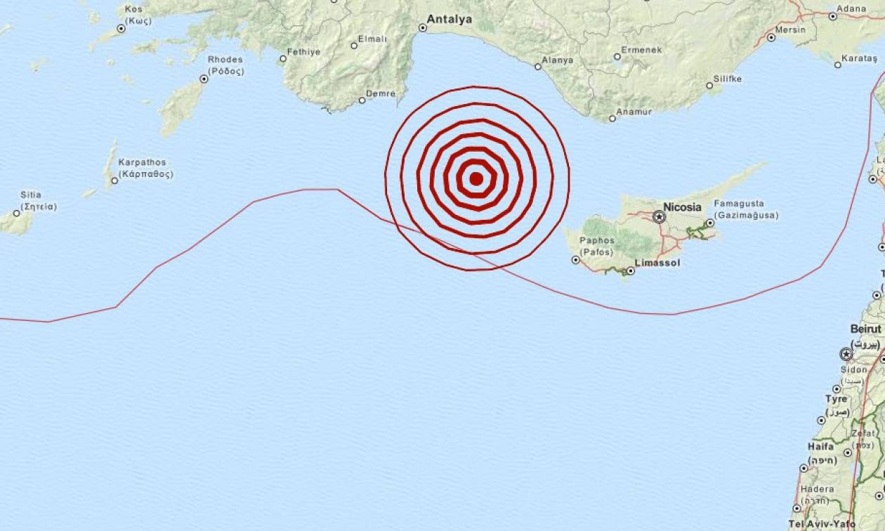 Σεισμός 4,9 Ρίχτερ δυτικά της Κύπρου (pic)