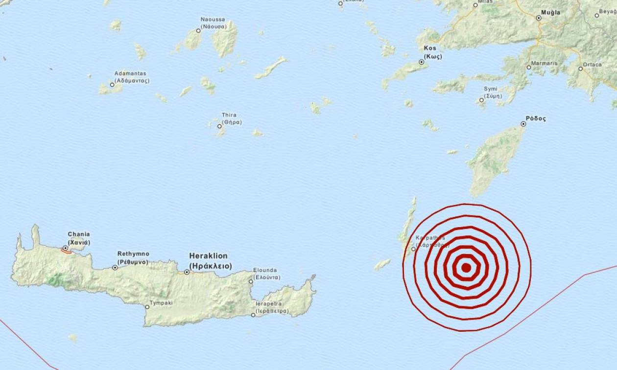 Σεισμός 4,2 Ρίχτερ ανατολικά της Καρπάθου