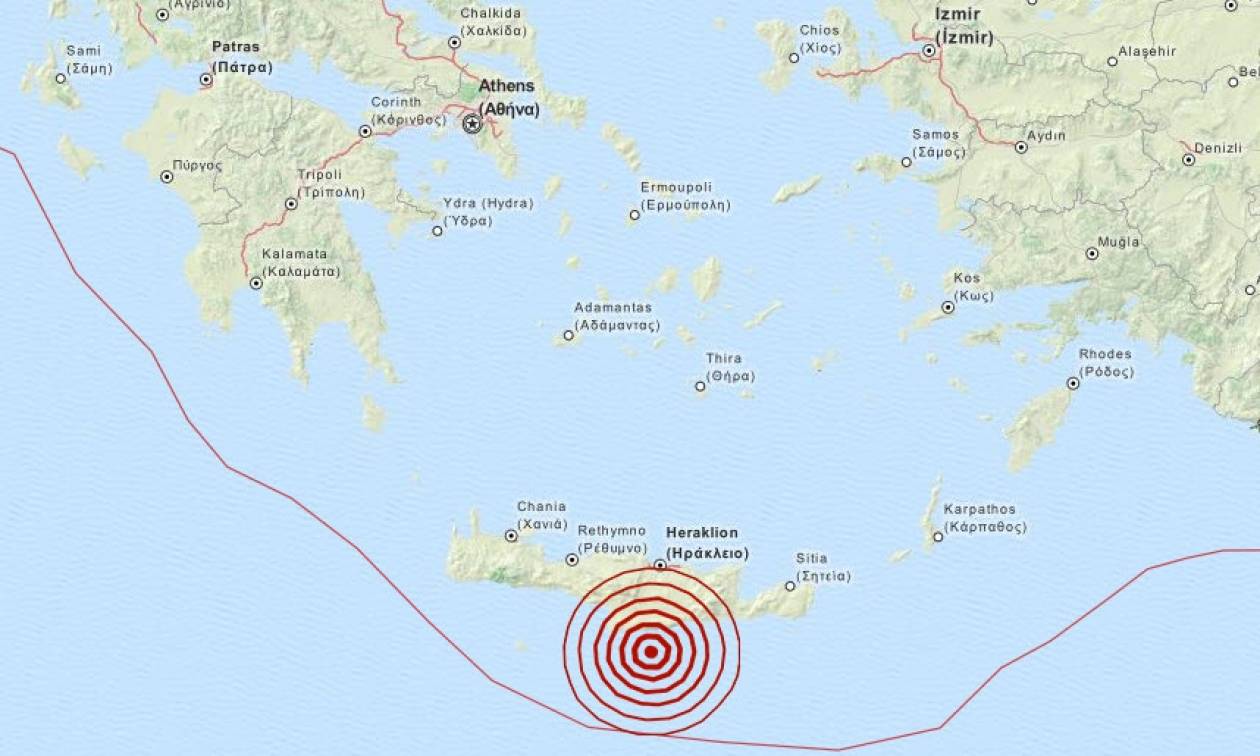 Σεισμός 3,4 Ρίχτερ νότια της Κρήτης (pic)