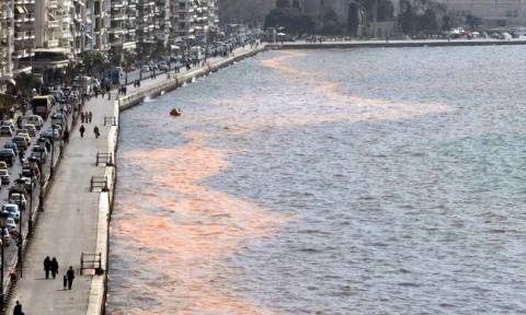 Κόκκινα «βάφτηκαν» τα νερά του Θερμαϊκού Κόλπου στη Θεσσαλονίκη