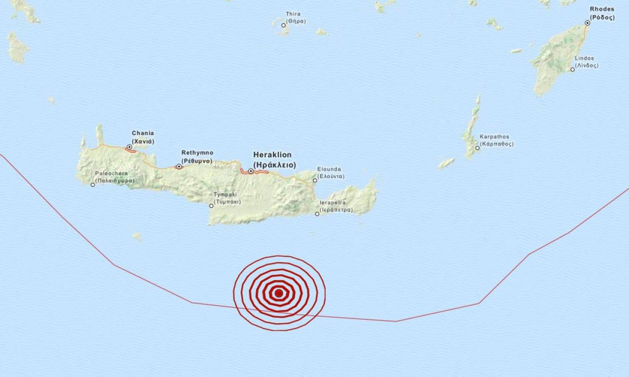 Σεισμός 4,6 Ρίχτερ νότια της Κρήτης