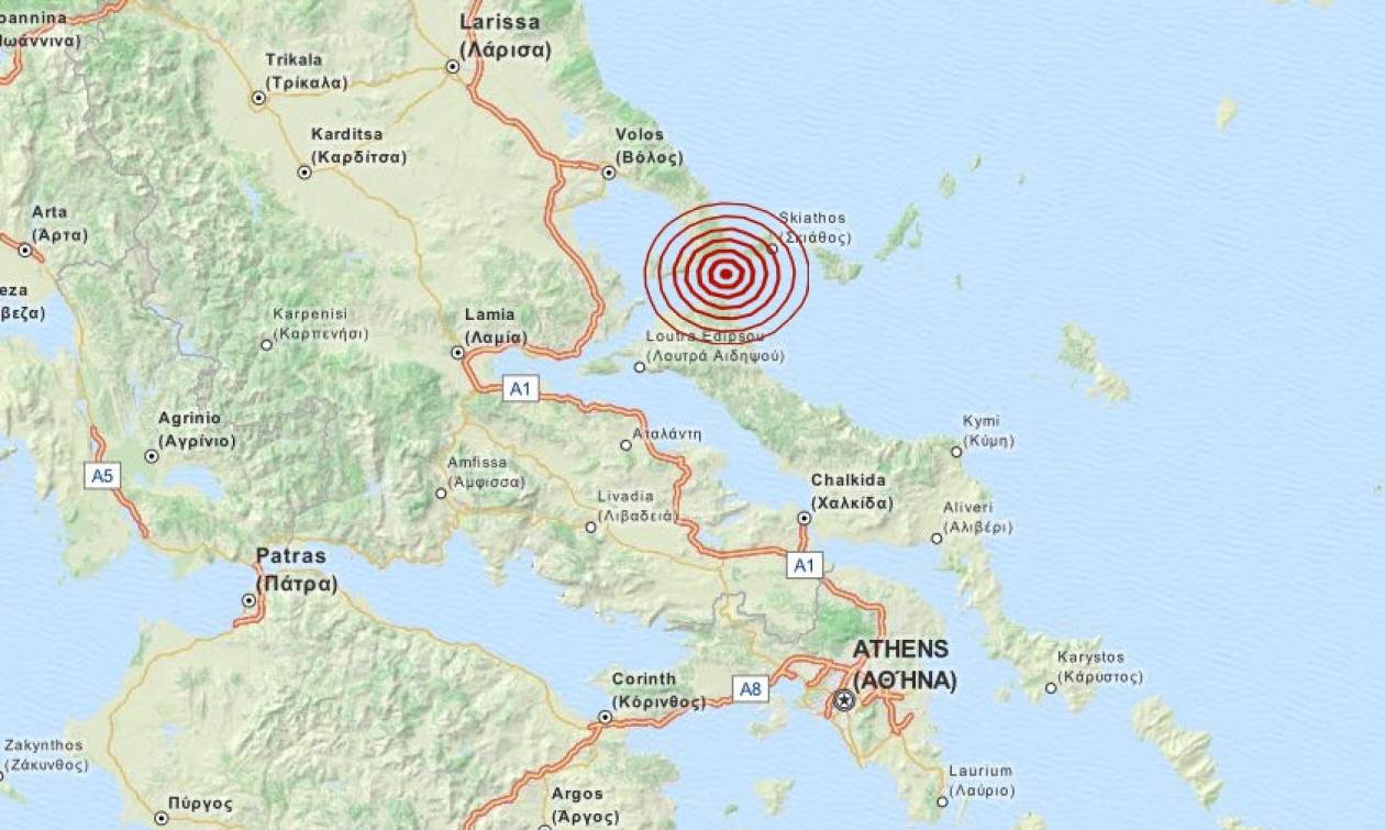 Σεισμός 3,2 Ρίχτερ δυτικά της Σκιάθου