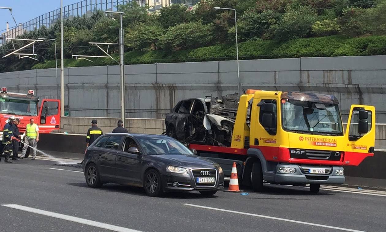 Στη σύζυγο του εκδότη Μαυρίκου ανήκει το αυτοκίνητο που κάηκε στην Αττική οδό