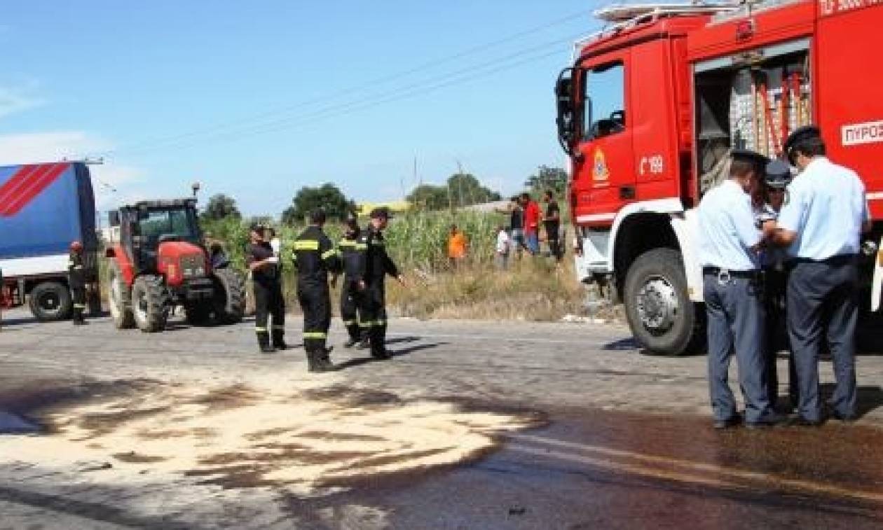 Φρίκη στην Εθνική Οδό Κορίνθου – Πατρών: Λύθηκε το χειρόφρενο και τους... έλιωσε φορτηγό