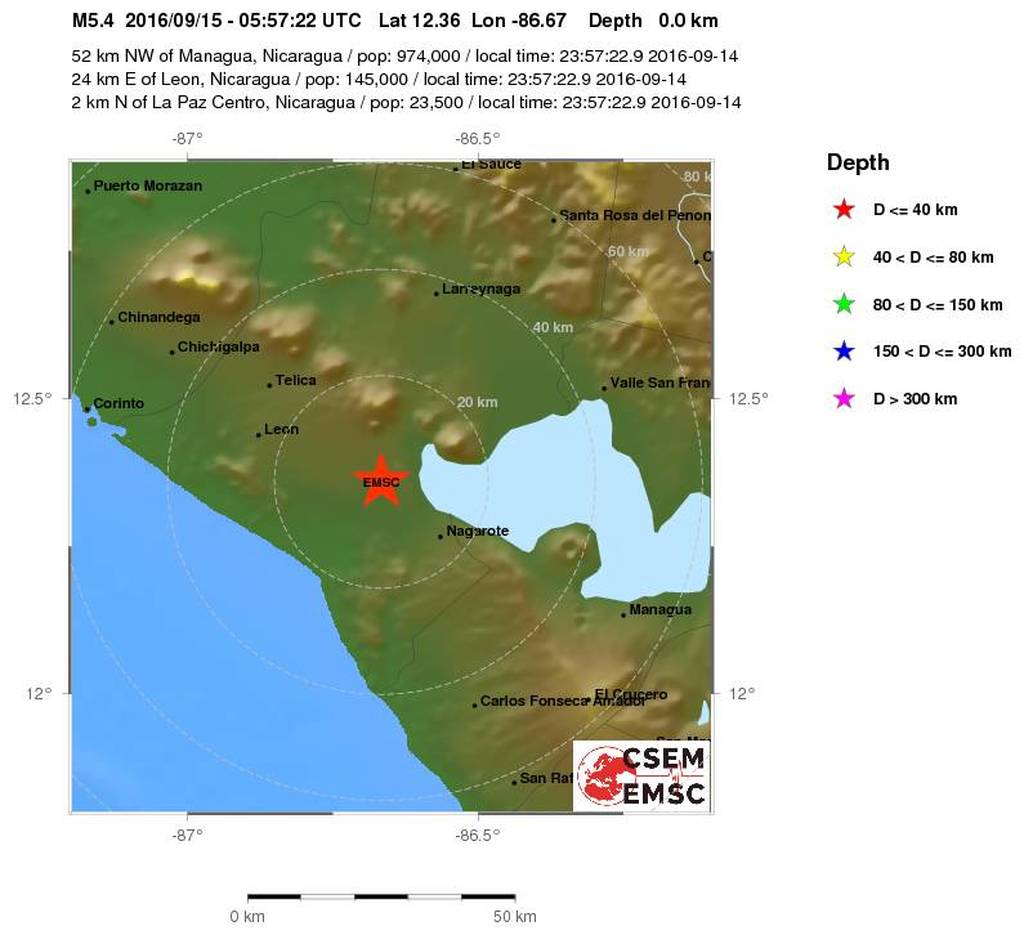 Ισχυρός σεισμός 5,4 Ρίχτερ στη Νικαράγουα