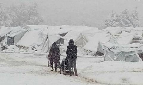 Συγκλονιστικές εικόνες: Προσπάθειες για να μην πεθάνουν οι πρόσφυγες από το κρύο στον Όλυμπο