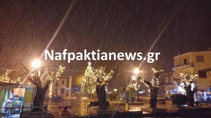 Καιρός: Χιονόπτωση και στην Ναύπακτο - Σε πλήρη ετοιμότητα οι Αρχές (photo)