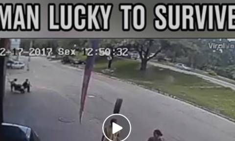Σοκαριστικές εικόνες: Αν έχεις τύχη... Του καρφώθηκε ρόδα αυτοκινήτου στο κεφάλι, αλλά επέζησε!
