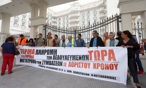 Ένταση στη Θεσσαλονίκη με συμβασιούχους των ΟΤΑ