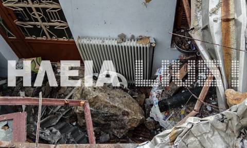 Εικόνες - σοκ: Βράχοι ισοπέδωσαν σπίτι στη Ζαχάρω