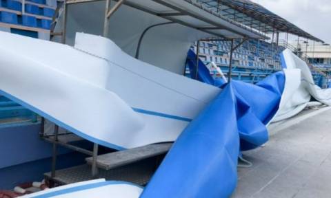 Κακοκαιρία: Ζημιές στο κολυμβητήριο των Χανίων προκάλεσαν οι ισχυροί άνεμοι