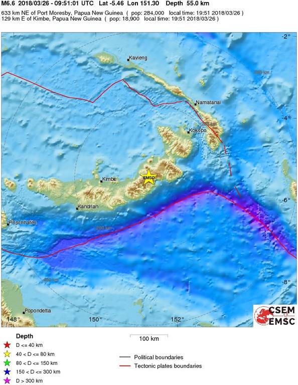 Ισχυρός σεισμός 6,6 Ρίχτερ στην Παπούα Νέα Γουινέα 