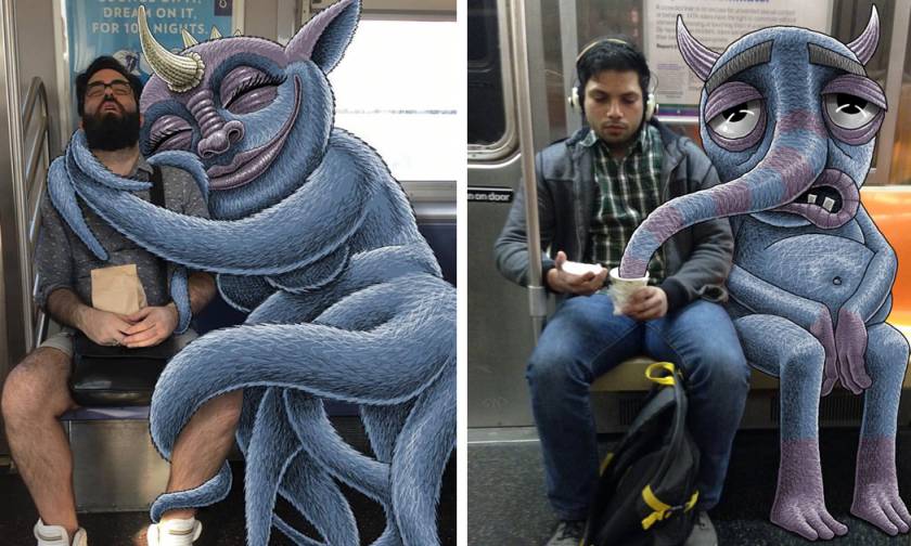 Ρούμπιν: Ο σκιτσογράφος που ζωγραφίζει «τέρατα» δίπλα σε ανυποψίαστους επιβάτες του μετρό (Pics)