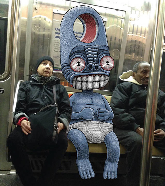Ρούμπιν: Ο σκιτσογράφος που ζωγραφίζει «τέρατα» δίπλα σε ανυποψίαστους επιβάτες του μετρό (Pics) 
