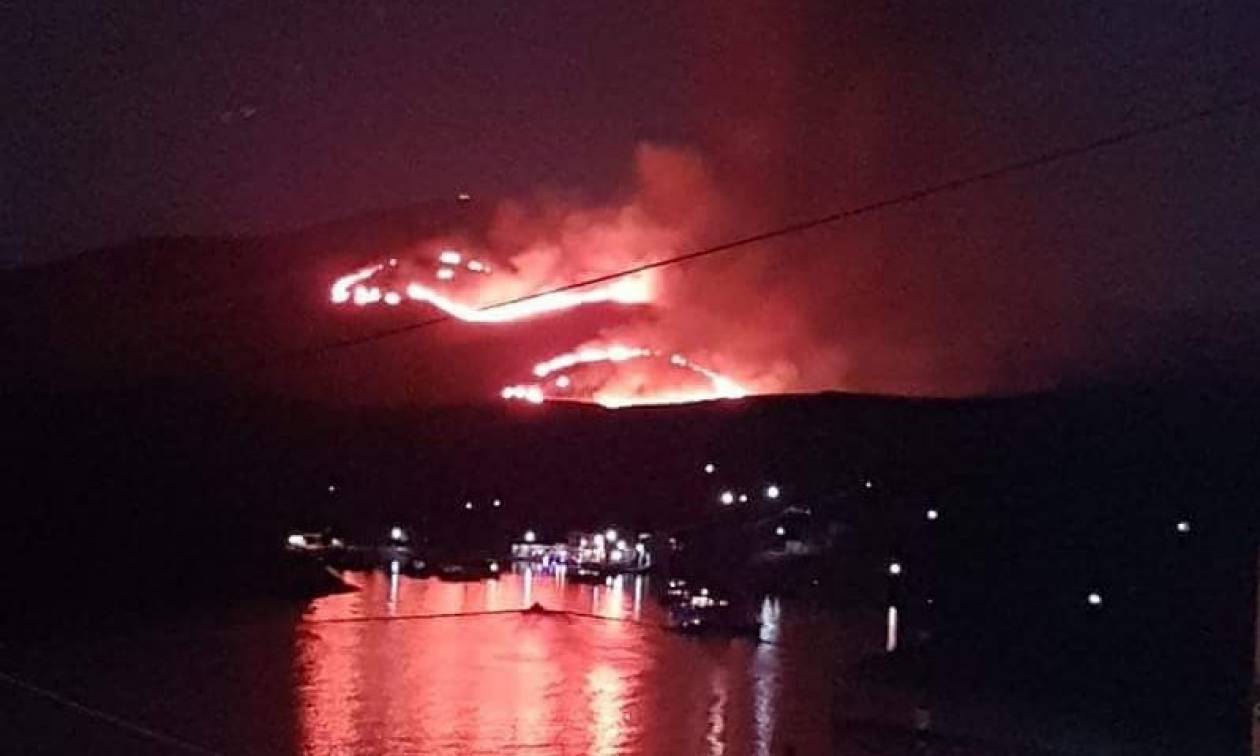 Φωτιά ΤΩΡΑ στην Κύθνο (χάρτης)