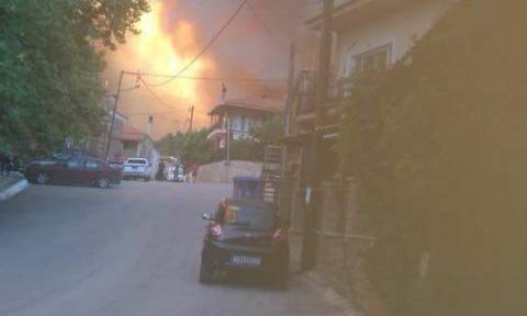 Φωτιά Εύβοια: Πύρινη κόλαση στο Κοντοδεσπότι – Δύσκολη νύχτα για τους κατοίκους (pics+vids)