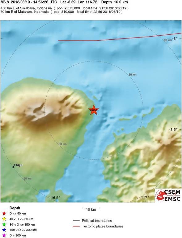 Ινδονησία: Νέος ισχυρός σεισμός 6,9 Ρίχτερ ΤΩΡΑ στο νησί Λομπόκ