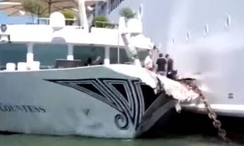 Πανικός στη Βενετία: Κρουαζιερόπλοιο έπεσε πάνω σε πλοιάριο - Τέσσερις τραυματίες (vid)