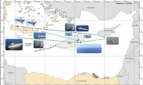 Ελληνογαλλική ασπίδα: Αυτός είναι ο χάρτης από την κοινή άσκηση στην Ανατ. Μεσόγειο