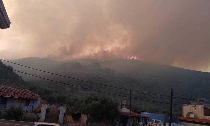 Μαίνεται η πυρκαγιά στην ανατολική Μάνη: Δύσκολη νύχτα με τις φλόγες σε τρία μέτωπα