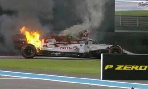 Formula 1: Χαμός στο Άμπου Ντάμπι, στις φλόγες το μονοθέσιο του Ραϊκόνεν! (videos)