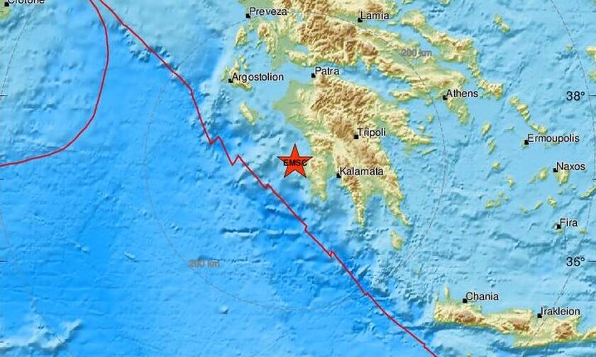 Σεισμός κοντά σε Κυπαρισσία και Φιλιατρά