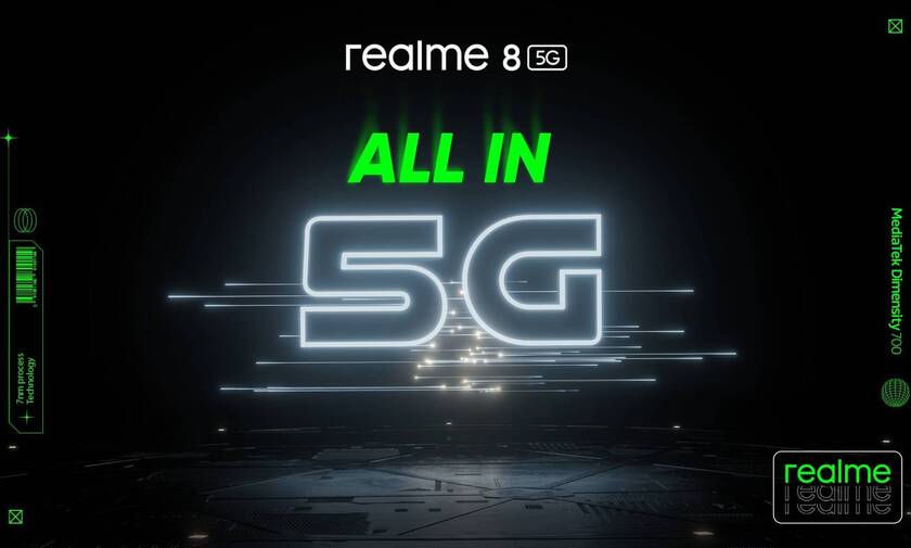 Το realme 8 5G έρχεται με 5G επεξεργαστή νέας γενιάς και σχεδιασμό speed light μόλις 8,5 χιλιοστών