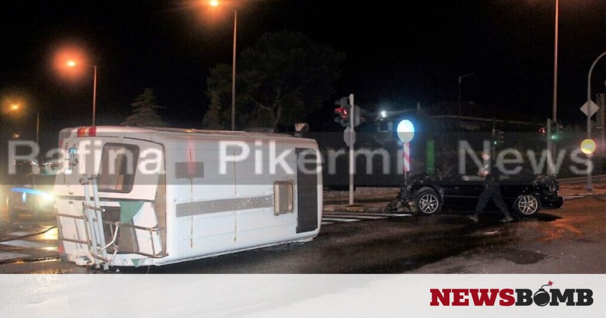 Τροχαίο με ανατροπή στη λεωφόρο Μαραθώνος – Τρεις τραυματίες (pics) – Newsbomb – Ειδησεις