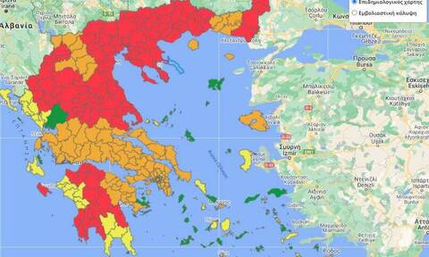 Κορονοϊός: Αυτός είναι ο νέος επιδημιολογικός χάρτης της χώρας – Στο «κόκκινο» πέντε νέες περιοχές
