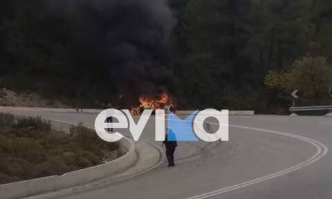 Εύβοια: Φωτιά σε αυτοκίνητο – Καίγεται το δάσος