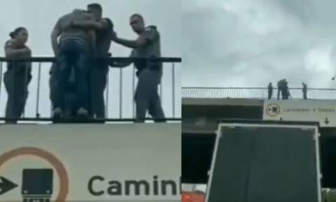 Αστυνομικός στη Βραζιλία αγκαλιάζει άντρα που αποπειράται να πηδήξει από γέφυρα