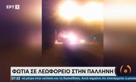 Φωτιά σε λεωφορείο  του ΟΑΣΑ στην Παλλήνη: Λαχτάρησαν οδηγός και επιβάτες