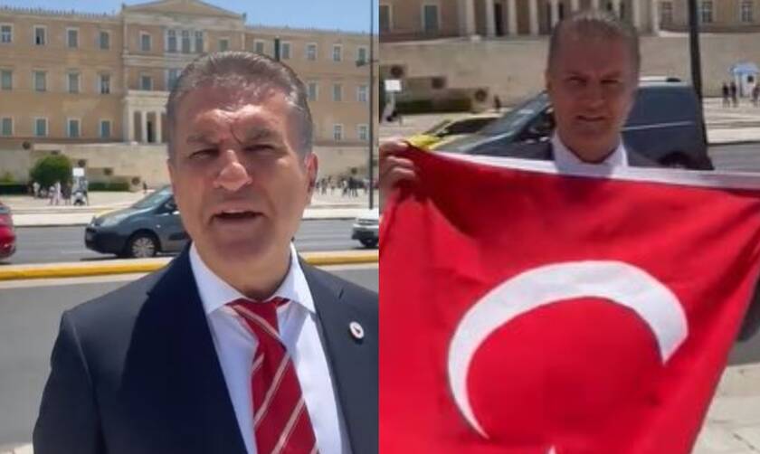 Τούρκος πολιτικός άνοιξε τουρκική σημαία μπροστά στη Βουλή των Ελλήνων