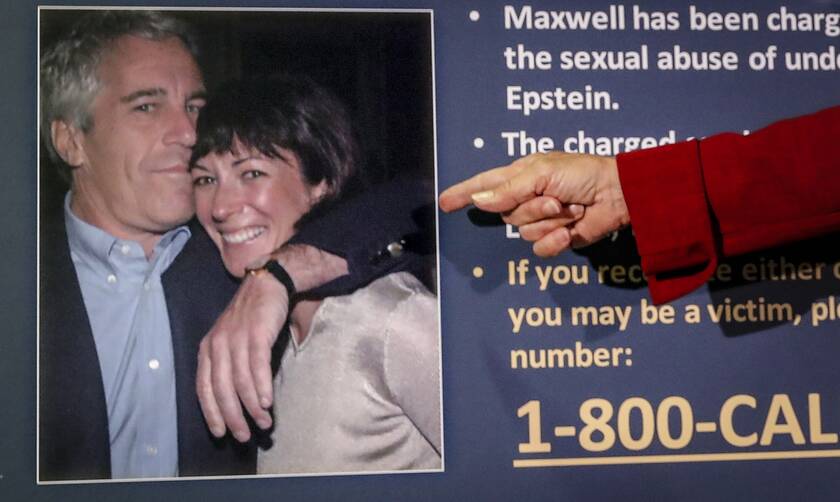H Mάξγουελ με τον Έπσταιν σε αφίσα της αστυνομίας