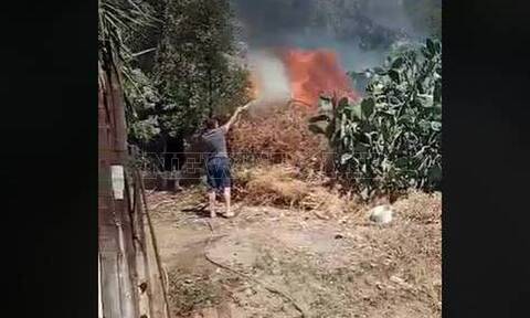 Φωτιά τώρα: Πυρκαγιά στη Σαλαμίνα - Κοντά στα σπίτια οι φλόγες