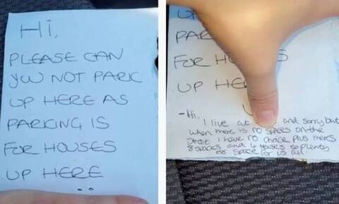 Της άφησε γράμμα για το παρκάρισμα σε δρόμο της Βρετανίας και πήρε «στεγνή» απάντηση