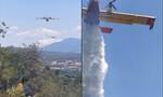 Φωτιά στις Σέρρες: Καναντέρ κάνει ρίψη νερού πάνω από πυροσβέστες