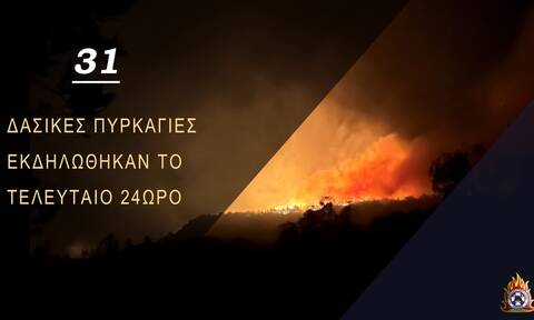 Συνεχίζεται η μάχη με τις δασικές πυρκαγιές - 31 σε ένα 24ωρο, πολύ υψηλός κίνδυνος και την Τετάρτη