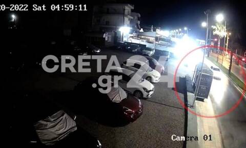 Ηράκλειο: Αυτοκίνητο έπεσε σε στάση λεωφορείου – Το βίντεο που κατέγραψε κάμερα ασφαλείας