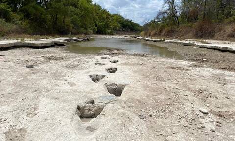 ΗΠΑ: Η ξηρασία αποκάλυψε ίχνη δεινοσαύρων σε κοίτη ποταμού στο Τέξας