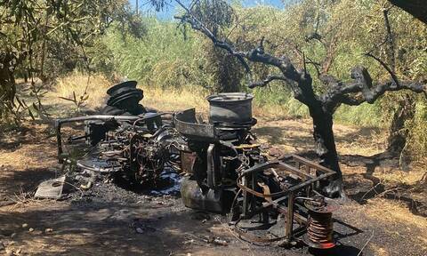 Καλαμάτα: Τραγικός θάνατος αγρότη - Αναποδογύρισε το τρακτέρ του και κάηκε ζωντανός