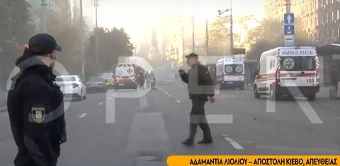 Κίεβο: Η στιγμή που Ελληνίδα ρεπόρτερ μεταδίδει live επίθεση με drones