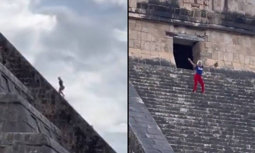 Τουρίστρια σκαρφάλωσε σε πυραμίδα των Μάγια-Την τράβηξαν από τα μαλλιά